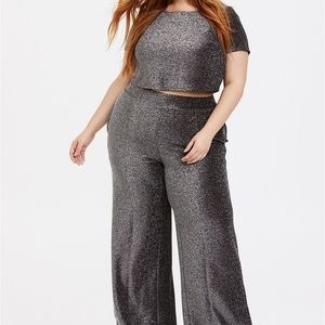 Torrid Black & Silver Glitter Crop Top and Pant